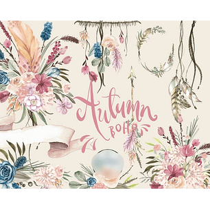 Kit Digital Flores Boho de Outono