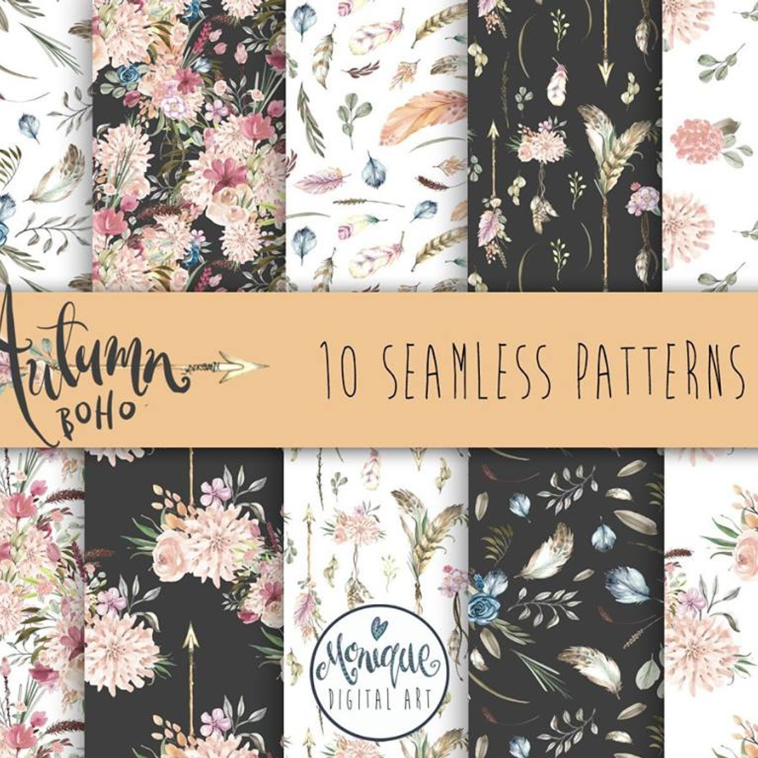 Kit Digital Papéis Outono Boho  1
