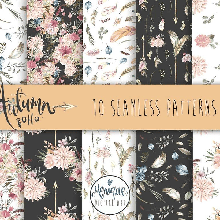 Kit Digital Papéis Outono Boho  1