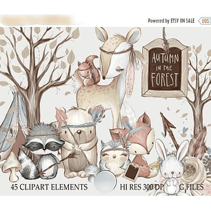 Kit Digital Outono na Floresta