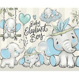 Kit Digital Bebê Elefante Menino