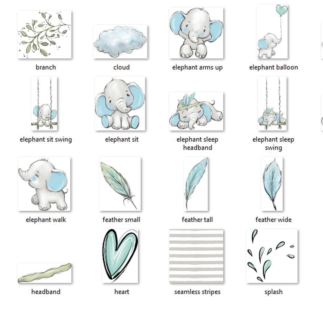 Kit Digital Bebê Elefante Menino 2