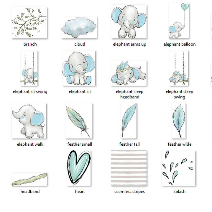 Kit Digital Bebê Elefante Menino 2