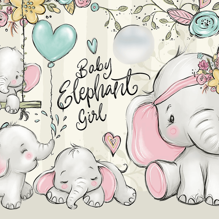Kit Digital Bebê Elefante Menina  1