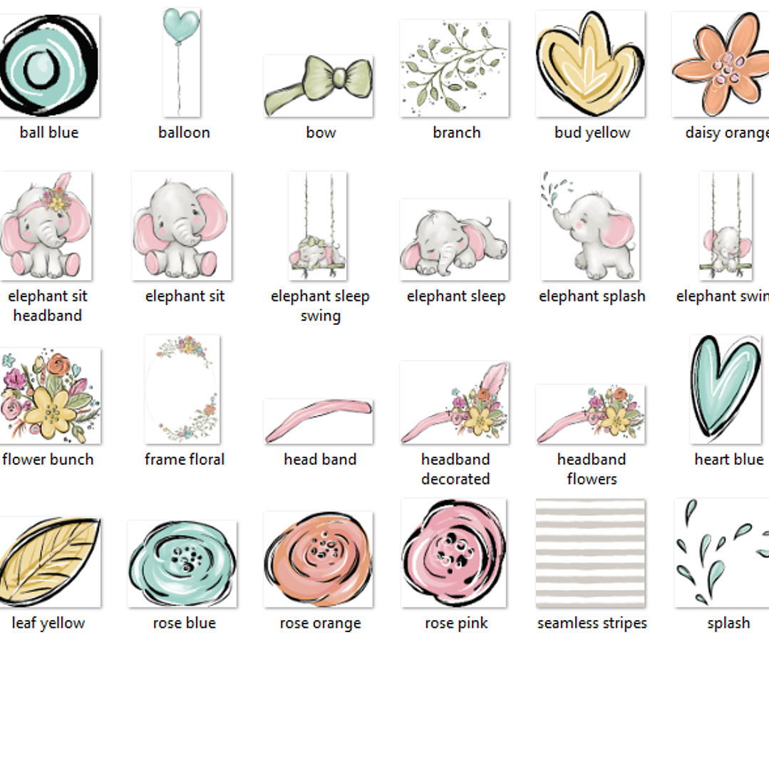 Kit Digital Bebê Elefante Menina  2