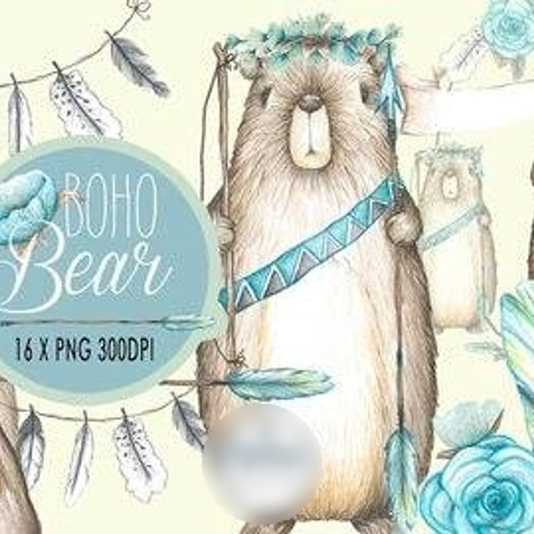 Kit Digital Urso Boho  1