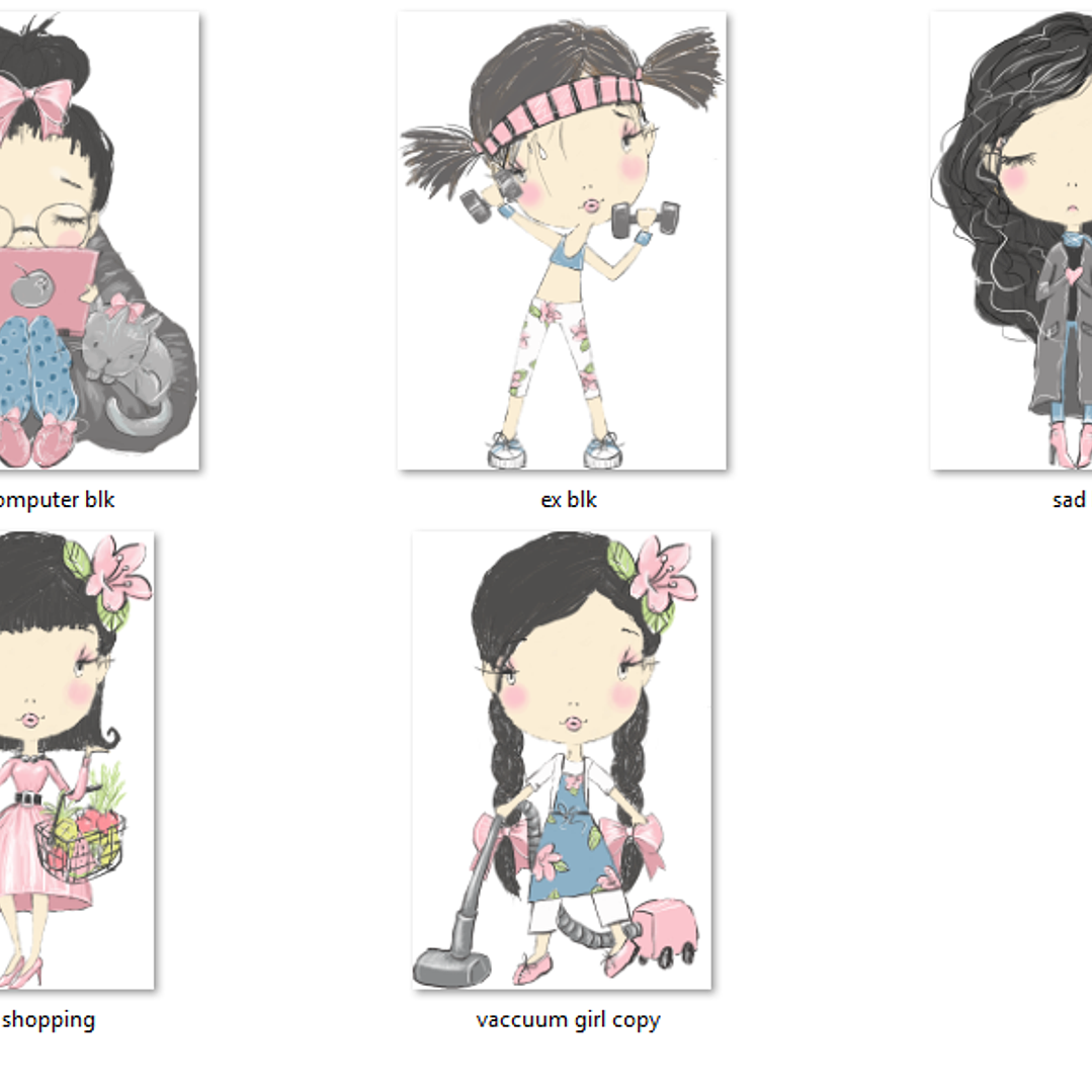 Kit Digital Garota de Cabelo Preto 2