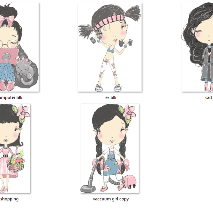 Kit Digital Garota de Cabelo Preto 2