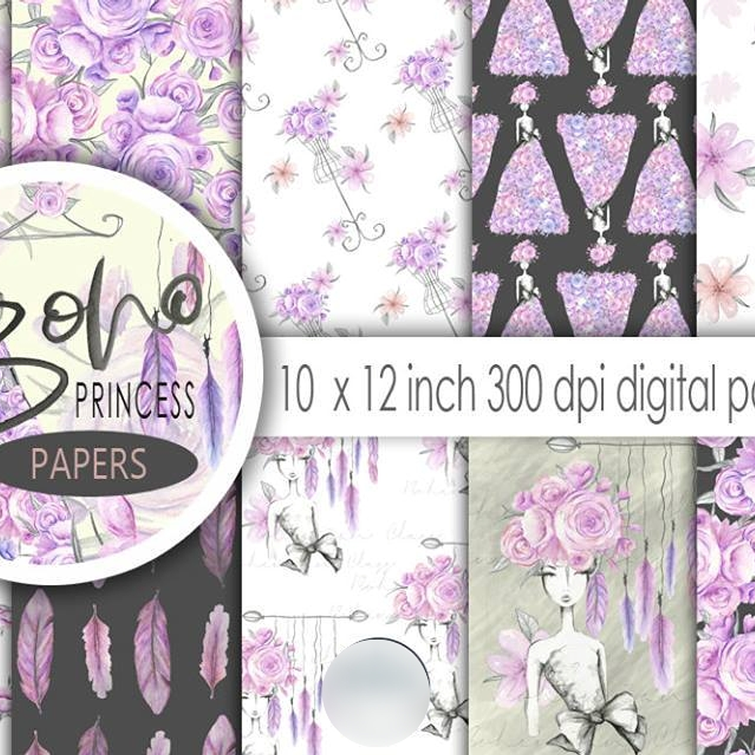 Kit Digital Papéis Princesa Boho 1