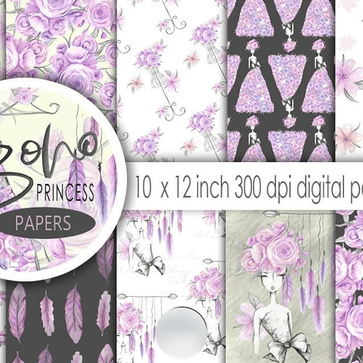 Kit Digital Papéis Princesa Boho 1