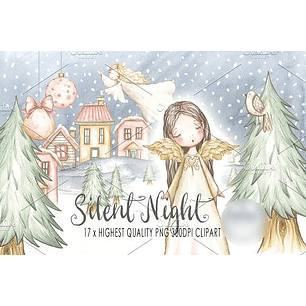 Kit Digital Anjos do Natal Aquarela 