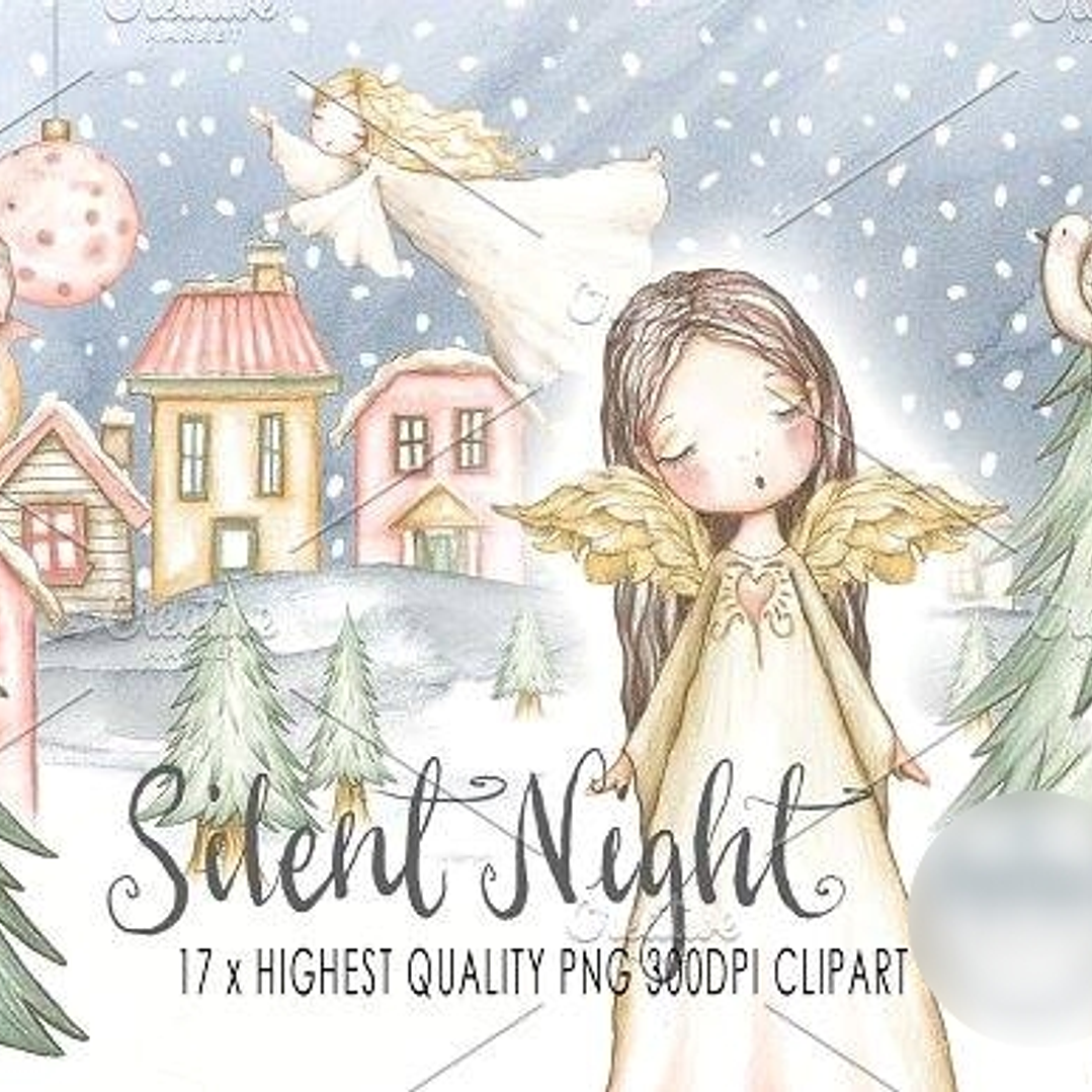 Kit Digital Anjos do Natal Aquarela  1