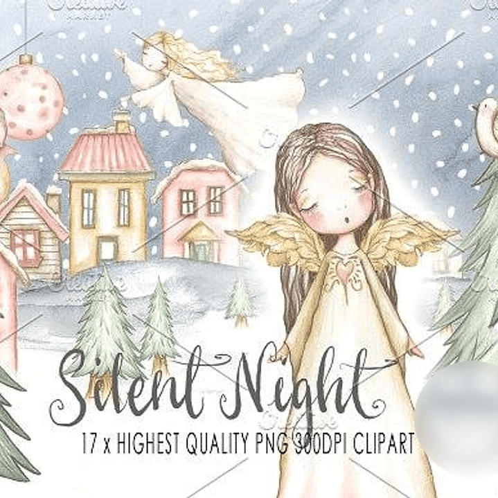 Kit Digital Anjos do Natal Aquarela  1