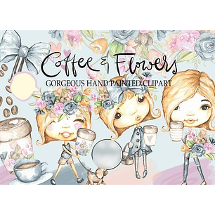 Kit Digital Café com Flores Garotinha 