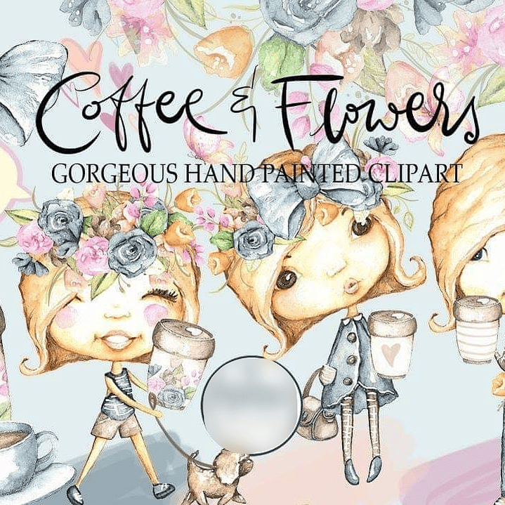 Kit Digital Café com Flores Garotinha  1