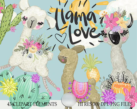 Kit Digital Lhama Fofa 