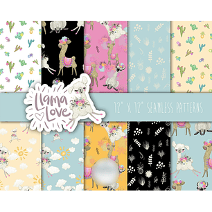 Kit Digital Papéis Lhama Fofinha 