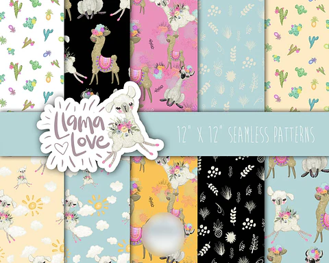 Kit Digital Papéis Lhama Fofinha 