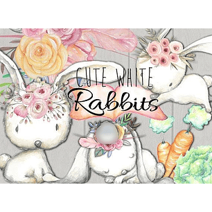 Kit Digital Coelhos Brancos Fofos