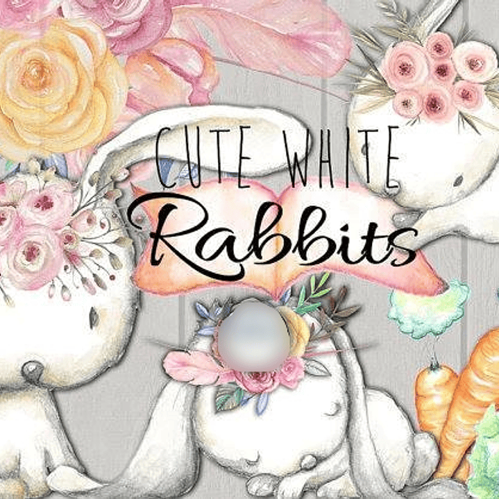 Kit Digital Coelhos Brancos Fofos 1