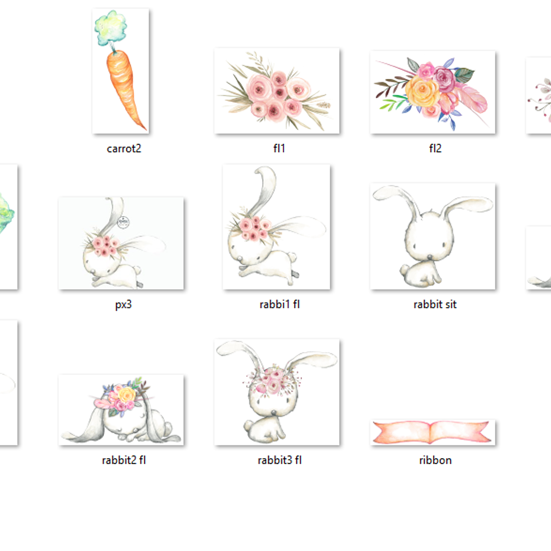 Kit Digital Coelhos Brancos Fofos 2