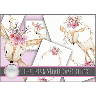 Kit Digital Veado, Coroa de Flores