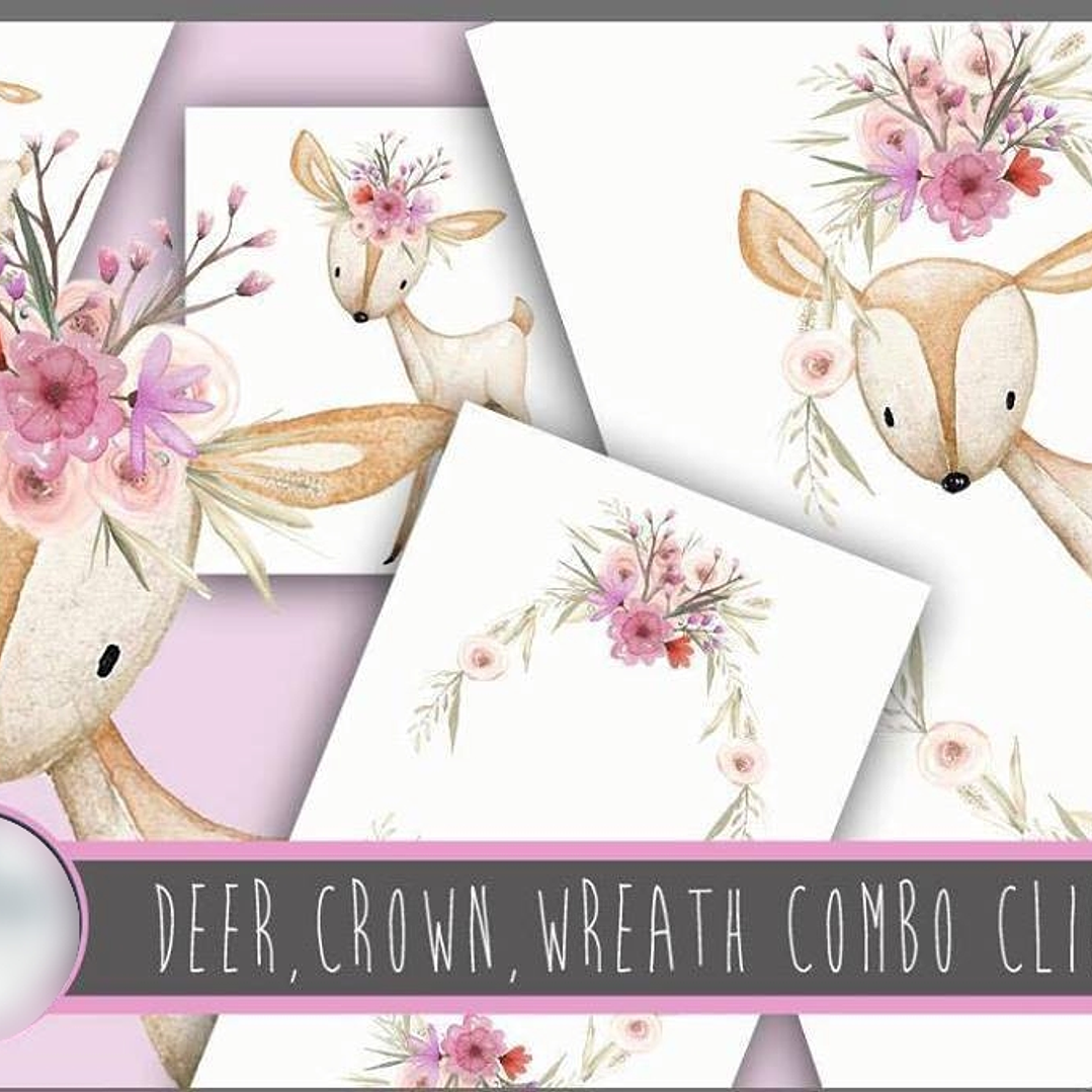 Kit Digital Veado, Coroa de Flores 1