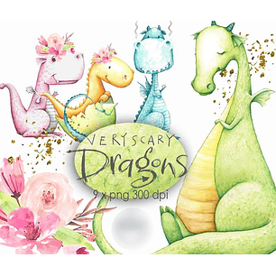 Kit Digital Dragões Fofos 1