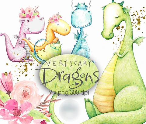 Kit Digital Dragões Fofos 1