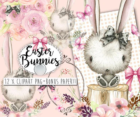 Kit Digital Coelhinhos da Páscoa Menina