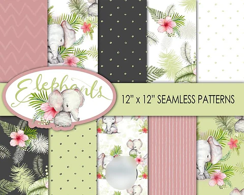 Kit Digital Papéis Elefantes 