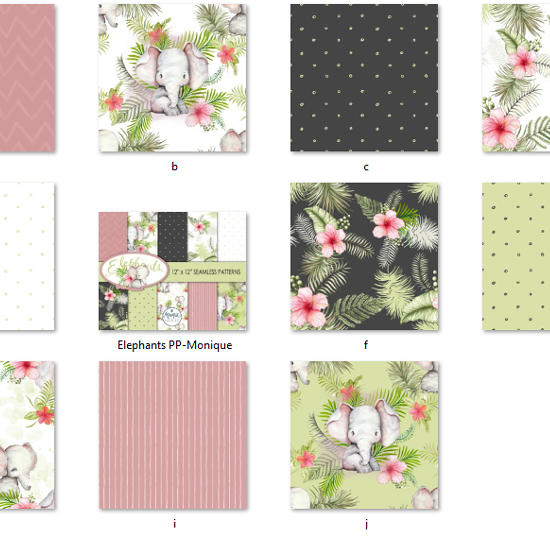 Kit Digital Papéis Elefantes  2