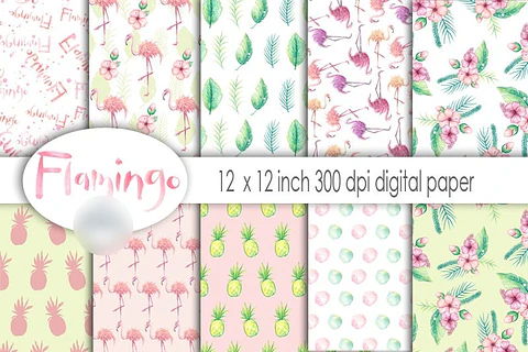 Kit Digital Papéis Flamingo 