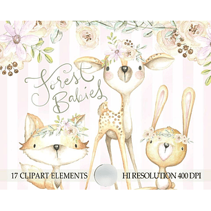 Kit Digital Animais Bebês da Floresta 