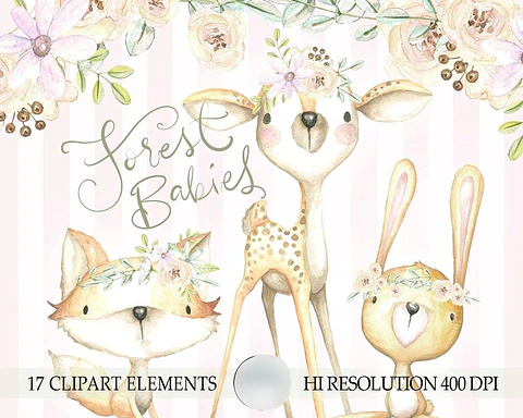 Kit Digital Animais Bebês da Floresta 