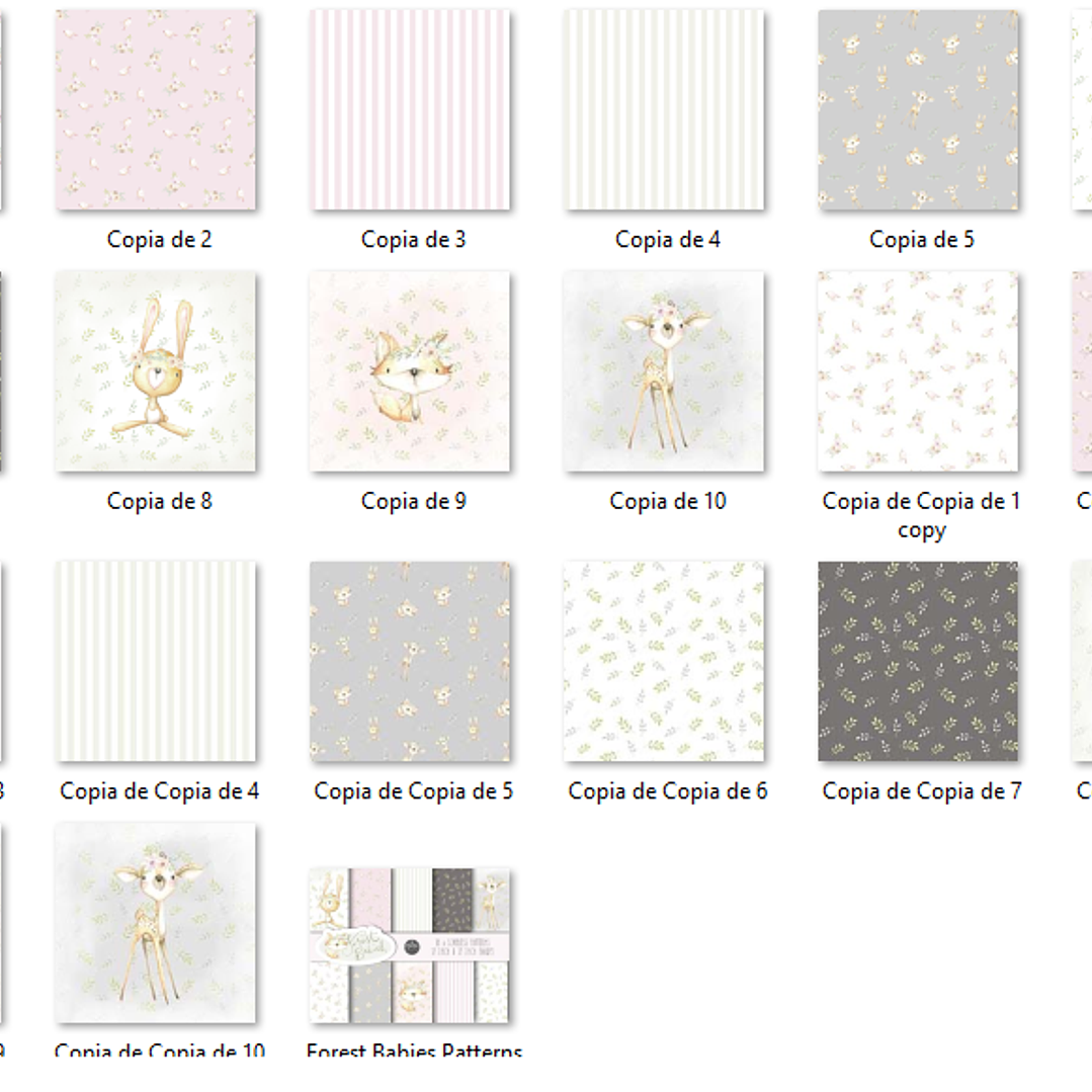 Kit Digital Papéis Animais Bebês da Floresta  2