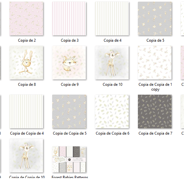 Kit Digital Papéis Animais Bebês da Floresta  2