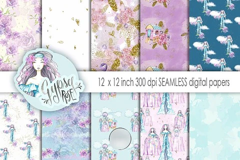 Kit Digital Papéis Rosa Cigana 