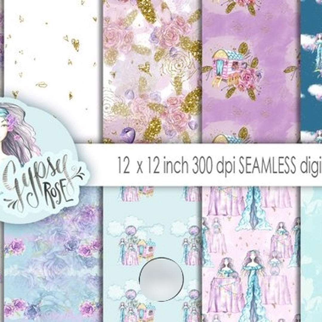 Kit Digital Papéis Rosa Cigana  1