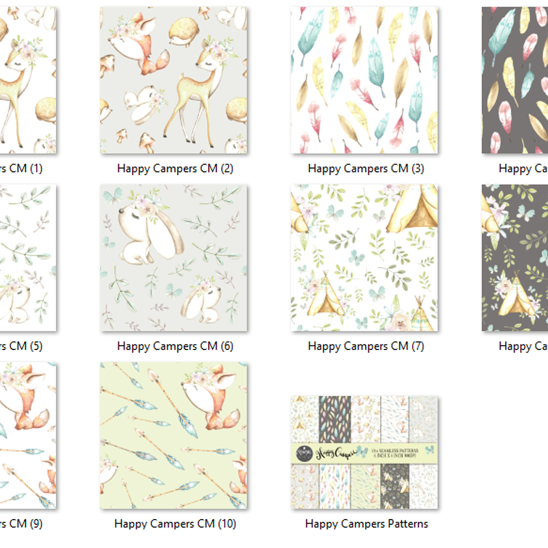 Kit Digital Papéis Animais da Floresta Acampando  2