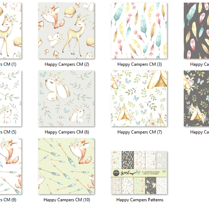 Kit Digital Papéis Animais da Floresta Acampando  2