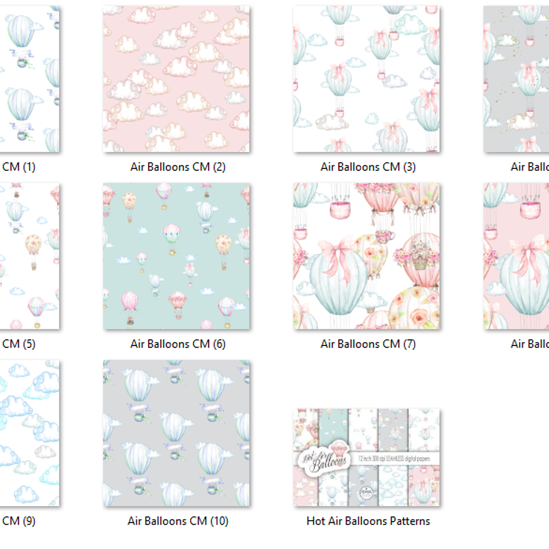 Kit Digital Papéis Balões de Ar Quente com Flores  2