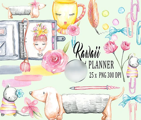 Kit Digital Planner Kawaii 