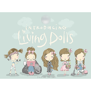 Kit Digital Bonequinhas Meninas Cabelos Castanhos 