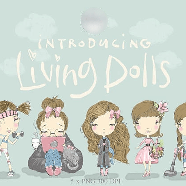 Kit Digital Bonequinhas Meninas Cabelos Castanhos  1