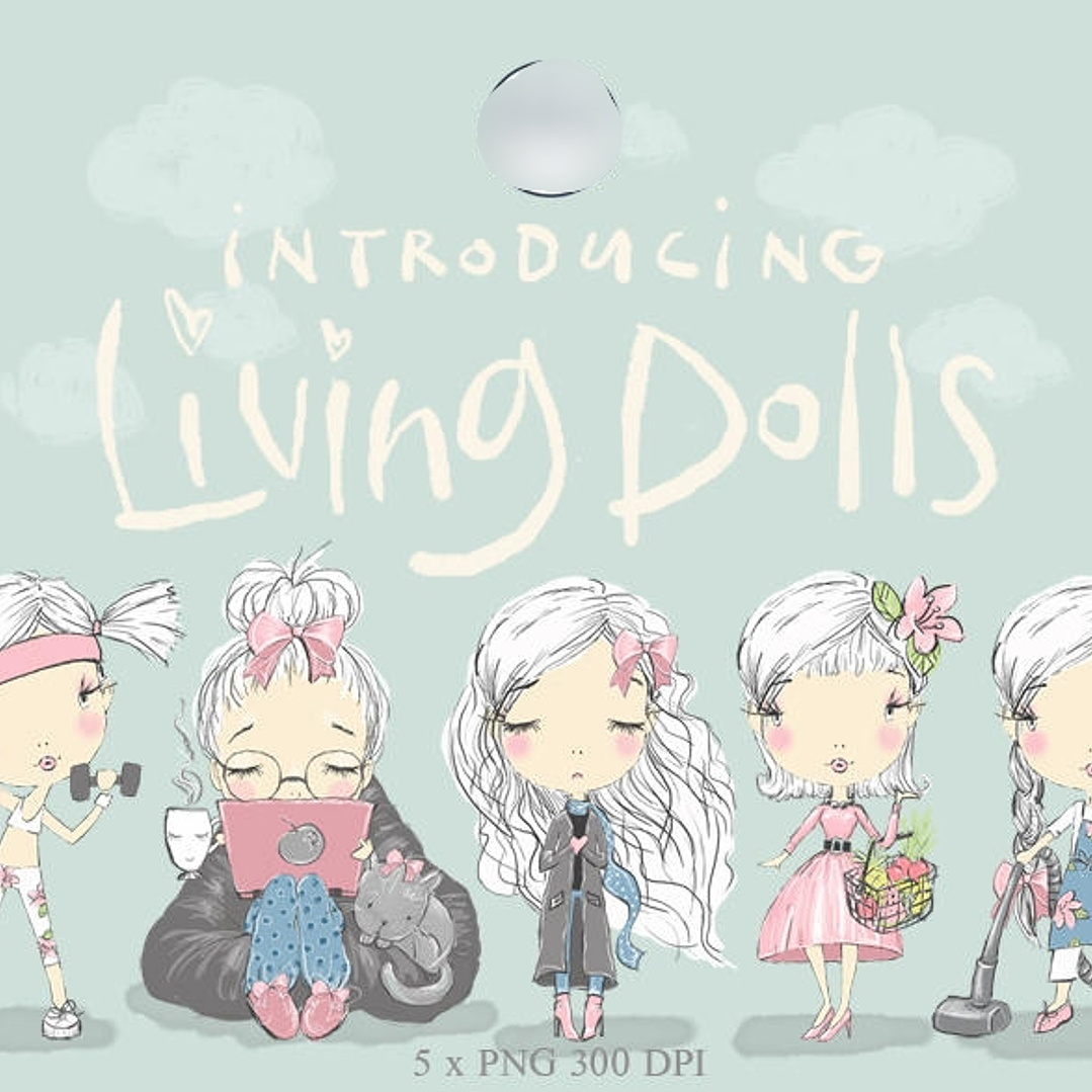 Kit Digital Bonequinhas Rotina Garota  1