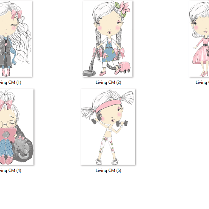 Kit Digital Bonequinhas Rotina Garota  2