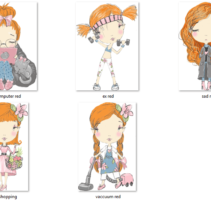 Kit Digital Bonecas Ruivas  2