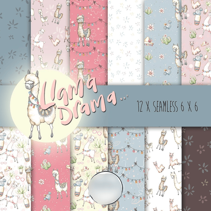 Kit Digital Papéis Lhama  1