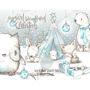 Kit Digital Natal Mágico na Floresta